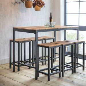 Camley Bar Tall Dining Table & Stool Set 6 Seater Indoor Outdoor - Garden Trading