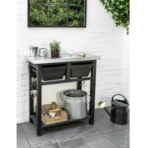 Garden Trading - Moreton Potting Bench Plant Table Work Bench Wooden Spruce Black