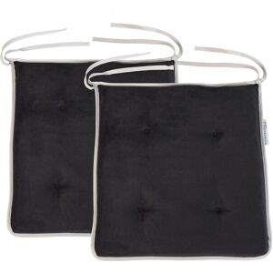 Chair Seat Pad for Living Room, Dining Chair Tufted Seat Cushion, Slip Free Foam Pads for Kitchen Chairs - Black (2pk) - Loft 25