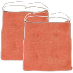 Chair Seat Pad for Living Room, Dining Chair Tufted Seat Cushion, Slip Free Foam Pads for Kitchen Chairs - Orange (2pk) - Loft 25