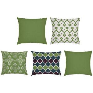 Outdoor Cushion Cover Set Designer Moroccan Prints Garden Pads Water Resistant, 5pc Set English Ivy - Gardenista