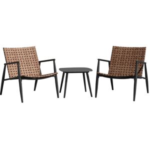 GRAND PATIO Outdoor Bistro Set 3 Piece, All Weather Rattan, Garden Furniture Set with 2 Chairs and 1 Small Side Table, Retro Patio Balcony Set for Indoor,