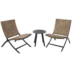 GRAND PATIO Table Chair Set 3 Piece, Weather Resistant Wicker, Garden Bistro Set with 2 Foldable Chairs and 1 Side Table, Patio Balcony Set for Indoor, Outdoor