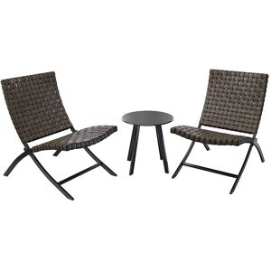 GRAND PATIO Table Chair Set 3 Piece, Weather Resistant Wicker, Garden Bistro Set with 2 Foldable Chairs and 1 Side Table, Patio Balcony Set for Indoor, Outdoor