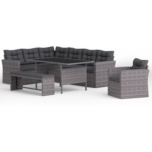 Home Detail - Two Tone Grey Rattan Dark Grey 5pcs Corner Group