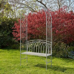 Arbour - Grey Garden Bench Seat Outdoor Patio Archway Plant Climbing Trellis - Grey