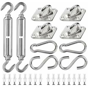 GROOFOO Shade Sail Fixing Kit 42 Pieces Stainless Steel Hardware for Shade Sail Installation, Swings, Hammocks, 15-22CM