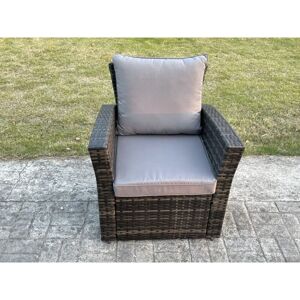 Fimous - High Back Rattan Arm Chair Patio Outdoor Garden Furniture With Cushion