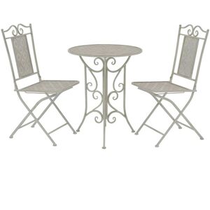 3 Piece Bistro Set Steel Grey VD27538 - Hommoo