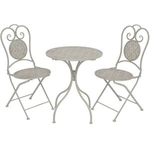 3 Piece Bistro Set Steel Grey VD27539 - Hommoo