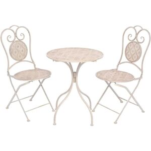 3 Piece Bistro Set Steel White VD27535 - Hommoo