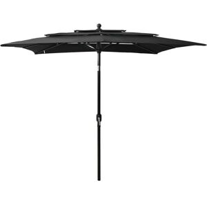 3-Tier Parasol with Aluminium Pole Black 2.5x2.5 m - Hommoo