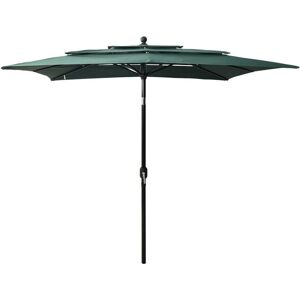 3-Tier Parasol with Aluminium Pole Green 2.5x2.5 m - Hommoo