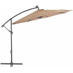 Cantilever Umbrella with led Lights and Steel Pole 300 cm Taupe - Hommoo