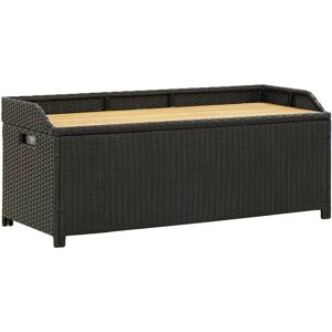 Garden Storage Bench 120 cm Poly Rattan Black - Hommoo