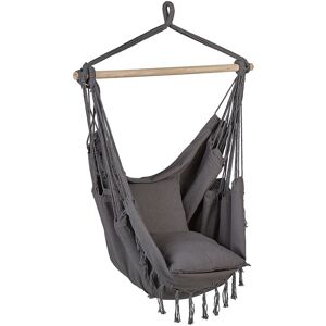 BELIANI Indoor Outdoor Boho Hanging Hammock Swing Chair Cotton Seat Grey Bonea - Grey