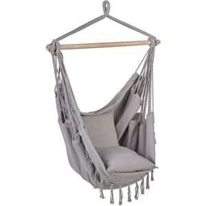 Beliani - Indoor Outdoor Boho Hanging Hammock Swing Chair Cotton Seat Light Grey Bonea - Grey