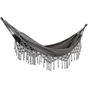 Beliani - Indoor Outdoor Boho Style Hanging Hammock Swing Cotton Seat Grey Rocca - Grey