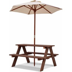 COSTWAY Kids Children Garden Picnic Table Bench Umbrella Parasol Set Outdoor Garden