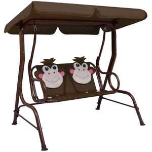 Kids Swing Bench Brown 115x75x110 cm Fabric - Hommoo