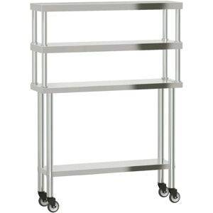 Kitchen Work Table with Overshelf 110x30x150 cm Stainless Steel Vidaxl