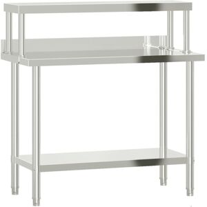 Kitchen Work Table with Overshelf 110x55x120 cm Stainless Steel Vidaxl