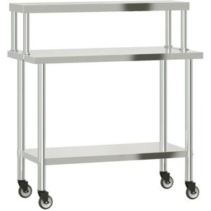 Kitchen Work Table with Overshelf 110x55x120 cm Stainless Steel Vidaxl