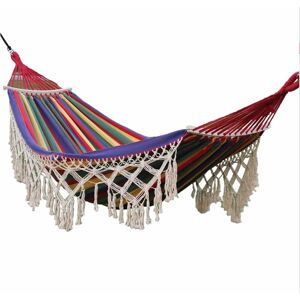 Langray - Garden Hammock with Anti-Tip Pom Poms and Wooden Stick for Patio, Garden, Yard, Beach, Outdoor (Color: b)