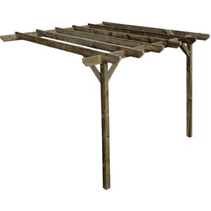 ARBOR GARDEN SOLUTIONS Lean To Garden Pergola, Chamfered Design, 2.4 x 2.4m, Rustic Brown