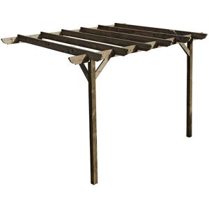 ARBOR GARDEN SOLUTIONS Lean To Garden Pergola, Corbel Design, 3.6 x 4.8m, Rustic Brown