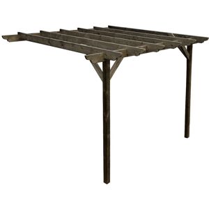 ARBOR GARDEN SOLUTIONS Lean To Garden Pergola, Dinasty Design, 3 x 3m, Rustic Brown