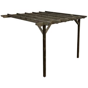 ARBOR GARDEN SOLUTIONS Lean To Garden Pergola, Dinasty Design, 4.2 x 4.8m, Rustic Brown