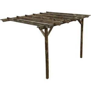 ARBOR GARDEN SOLUTIONS Lean To Garden Pergola, Orchid Design, 4.8 x 4.8m, Rustic Brown