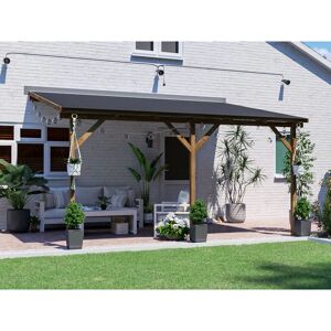 DUNSTER HOUSE LTD. Lean To Wooden Gazebo Canopy Wall Mounted Patio Garden Shelter Utopia 4m x 3m