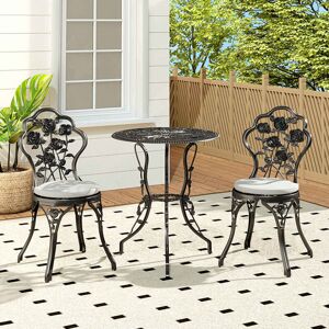 LIVINGANDHOME 3pcs Cast Aluminum Outdoor Bistro Dining Set