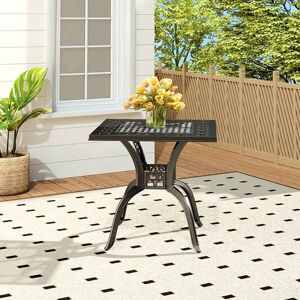 Livingandhome - Black Cast Aluminum Outdoor Dining Table