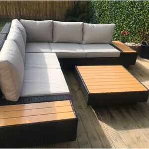 UNIQUEHOMEFURNITURE Luxury Garden Furniture Large Corner Sofa Set Lounge Rattan Patio Table Couch