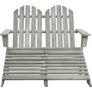 BERKFIELD HOME Mayfair 2-Seater Garden Adirondack Chair&Ottoman Fir Wood Grey