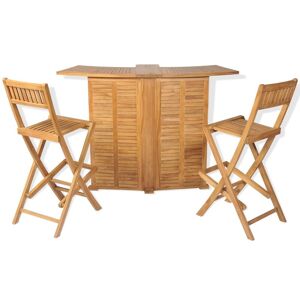 BERKFIELD HOME Mayfair 3 Piece Bistro Set with Folding Chairs Solid Teak Wood