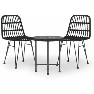 BERKFIELD HOME Mayfair 3 Piece Garden Dining Set Black Poly Rattan