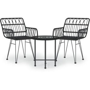 BERKFIELD HOME Mayfair 3 Piece Garden Dining Set Black Poly Rattan