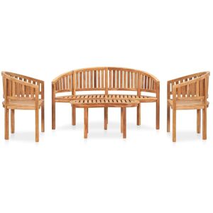 BERKFIELD HOME Mayfair 4 Piece Banana Garden Lounge Set Solid Teak Wood