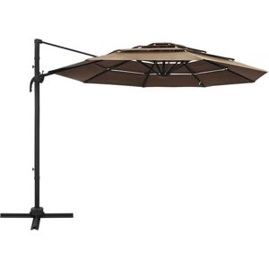 BERKFIELD HOME Mayfair 4-Tier Parasol with Aluminium Pole Taupe 3x3 m