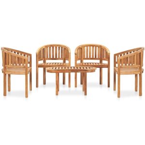 BERKFIELD HOME Mayfair 5 Piece Banana Garden Lounge Set Solid Teak Wood