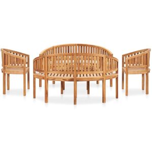 BERKFIELD HOME Mayfair 5 Piece Banana Garden Lounge Set Solid Teak Wood