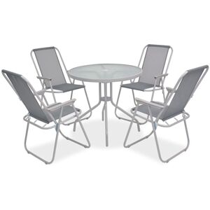 BERKFIELD HOME Mayfair 6 Piece Outdoor Dining Set Steel and Textilene Grey