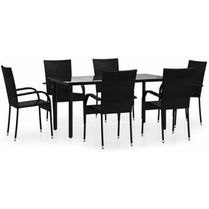 BERKFIELD HOME Mayfair 7 Piece Garden Dining Set Black Poly Rattan