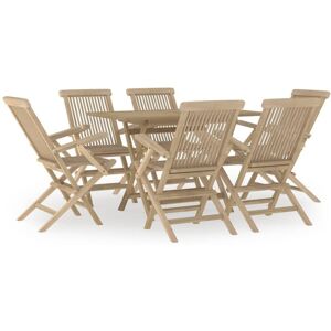 BERKFIELD HOME Mayfair 7 Piece Garden Dining Set Grey Solid Wood Teak