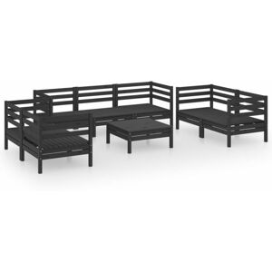 BERKFIELD HOME Mayfair 8 Piece Garden Lounge Set Black Solid Pinewood