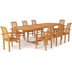 BERKFIELD HOME Mayfair 9 Piece Garden Dining Set Solid Teak Wood